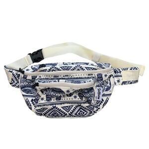 Stylish Blue and White Patterned Waist Bag